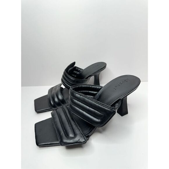 Abound Shoes Womens Size 7 Qarly Heeled Black Square Toe Slip On Sandals - Picture 2 of 8